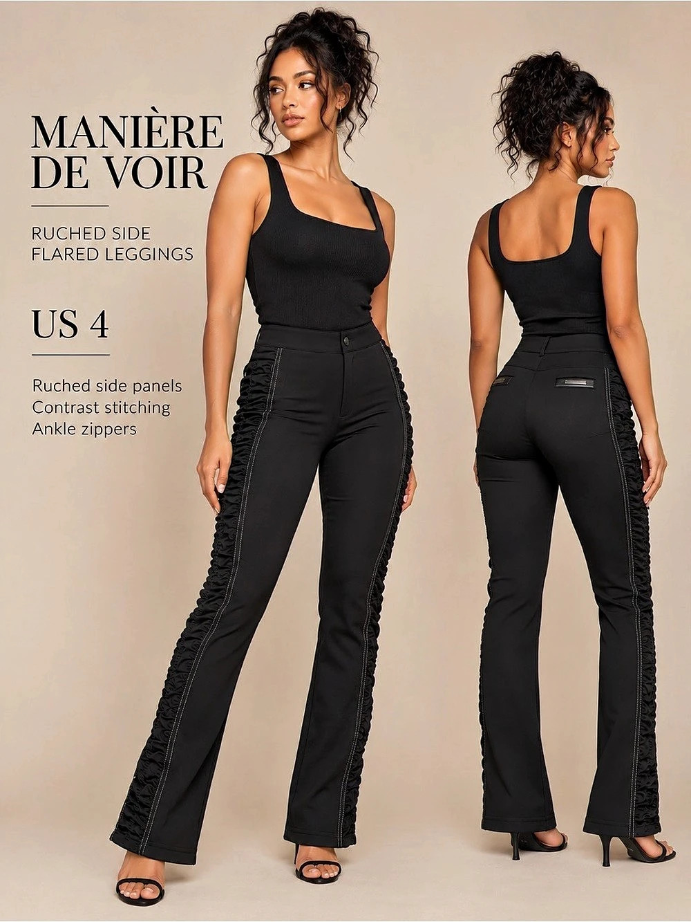 Manière De Voir Ruched Side Flare Pants Black US